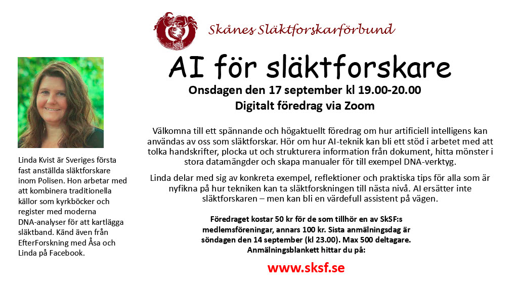 Månadsföredrag: AI för släktforskare